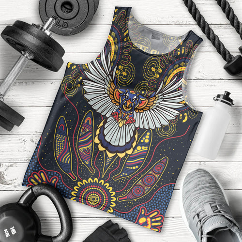 Custom Adelaide Football Men Tank Top With Crow Aboriginal Art Style