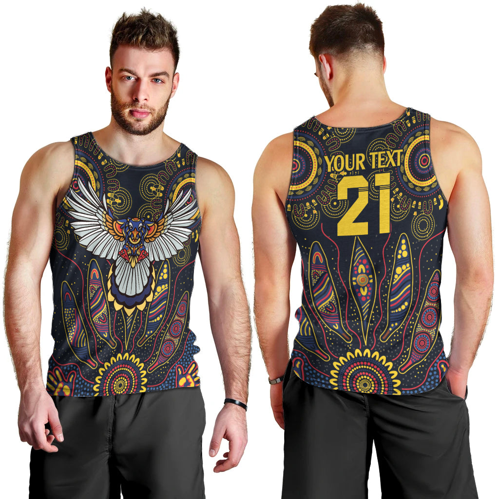 Custom Adelaide Football Men Tank Top With Crow Aboriginal Art Style