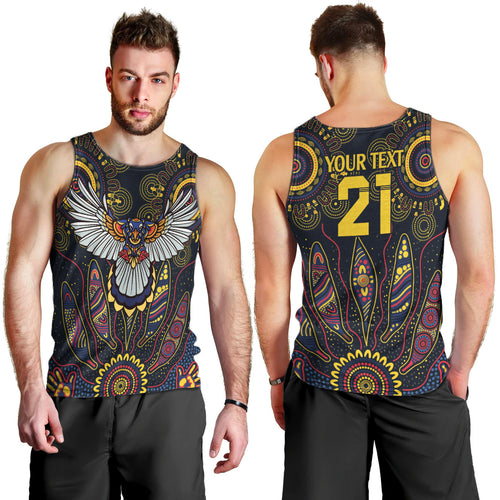 Custom Adelaide Football Men Tank Top With Crow Aboriginal Art Style