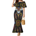 Custom Adelaide Football Mermaid Dress With Crow Aboriginal Art Style
