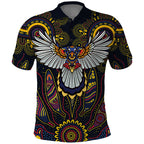 Custom Adelaide Football Polo Shirt With Crow Aboriginal Art Style