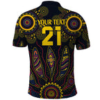 Custom Adelaide Football Polo Shirt With Crow Aboriginal Art Style