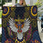 Custom Adelaide Football Quilt With Crow Aboriginal Art Style