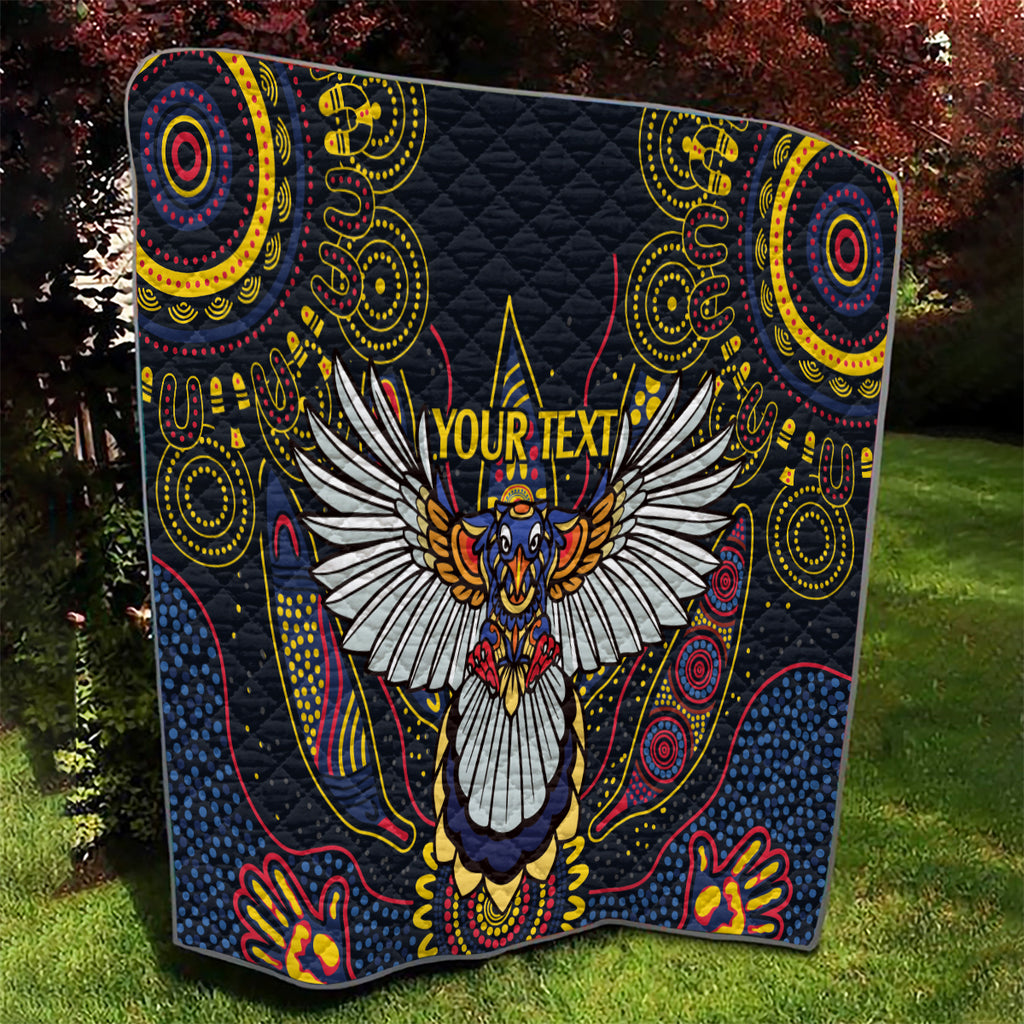 Custom Adelaide Football Quilt With Crow Aboriginal Art Style