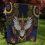 Custom Adelaide Football Quilt With Crow Aboriginal Art Style
