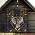 Custom Adelaide Football Quilt With Crow Aboriginal Art Style