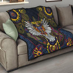 Custom Adelaide Football Quilt With Crow Aboriginal Art Style
