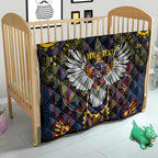 Custom Adelaide Football Quilt With Crow Aboriginal Art Style