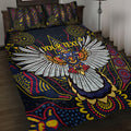 Custom Adelaide Football Quilt Bed Set With Crow Aboriginal Art Style