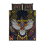 Custom Adelaide Football Quilt Bed Set With Crow Aboriginal Art Style