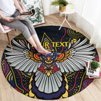 Custom Adelaide Football Round Carpet With Crow Aboriginal Art Style