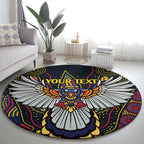 Custom Adelaide Football Round Carpet With Crow Aboriginal Art Style