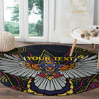 Custom Adelaide Football Round Carpet With Crow Aboriginal Art Style