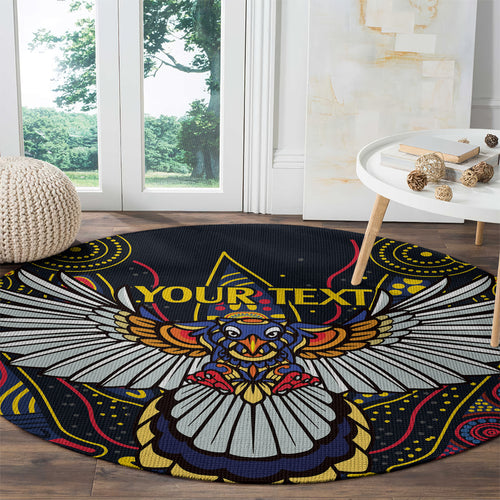 Custom Adelaide Football Round Carpet With Crow Aboriginal Art Style