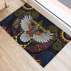 Custom Adelaide Football Rubber Doormat With Crow Aboriginal Art Style