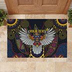Custom Adelaide Football Rubber Doormat With Crow Aboriginal Art Style