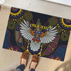 Custom Adelaide Football Rubber Doormat With Crow Aboriginal Art Style