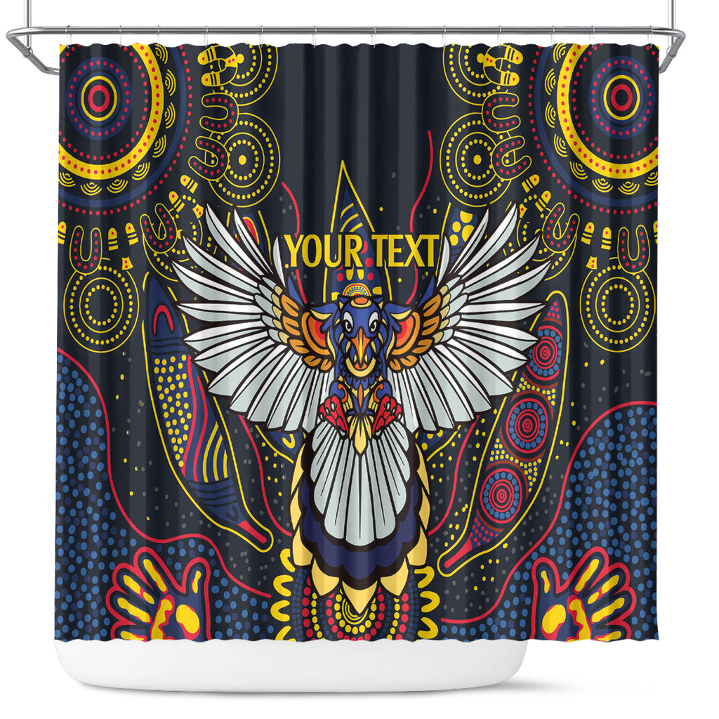 Custom Adelaide Football Shower Curtain With Crow Aboriginal Art Style