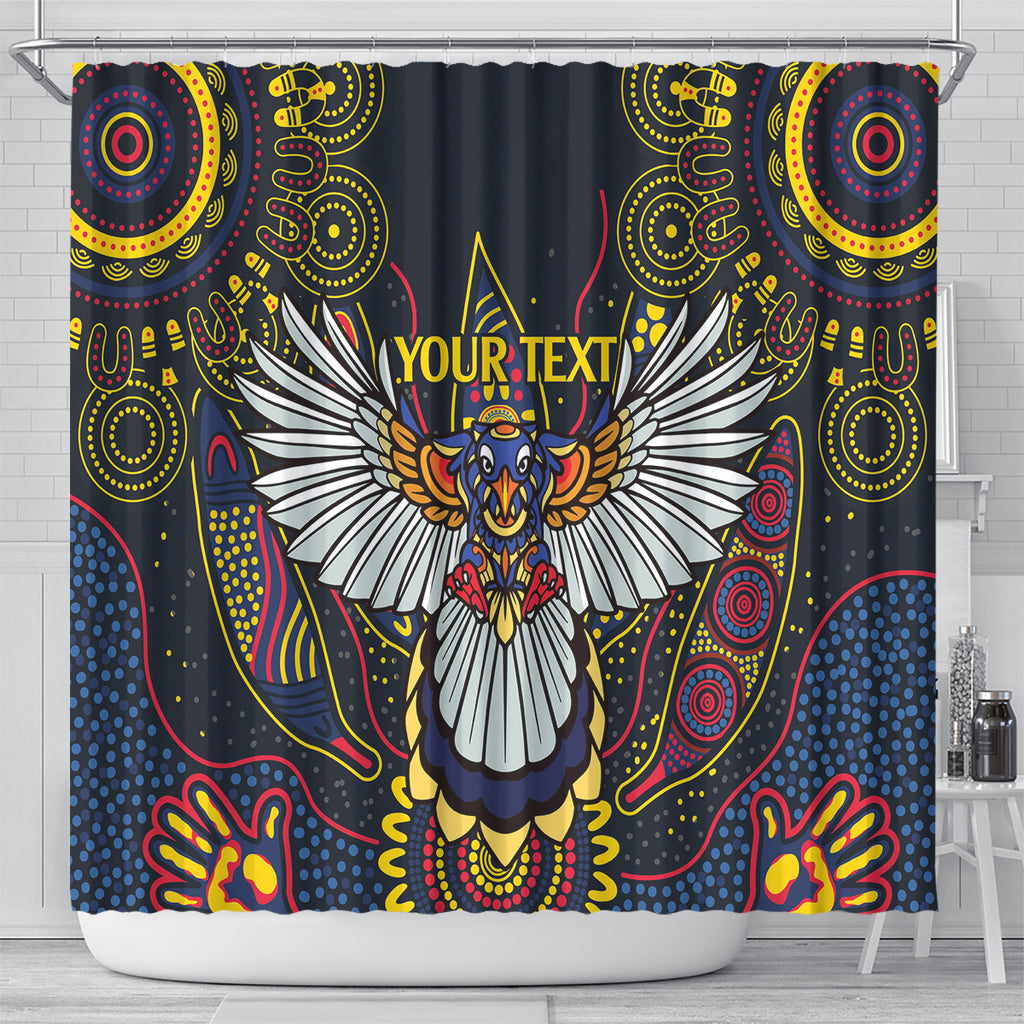Custom Adelaide Football Shower Curtain With Crow Aboriginal Art Style