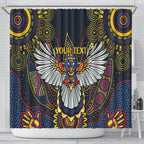 Custom Adelaide Football Shower Curtain With Crow Aboriginal Art Style