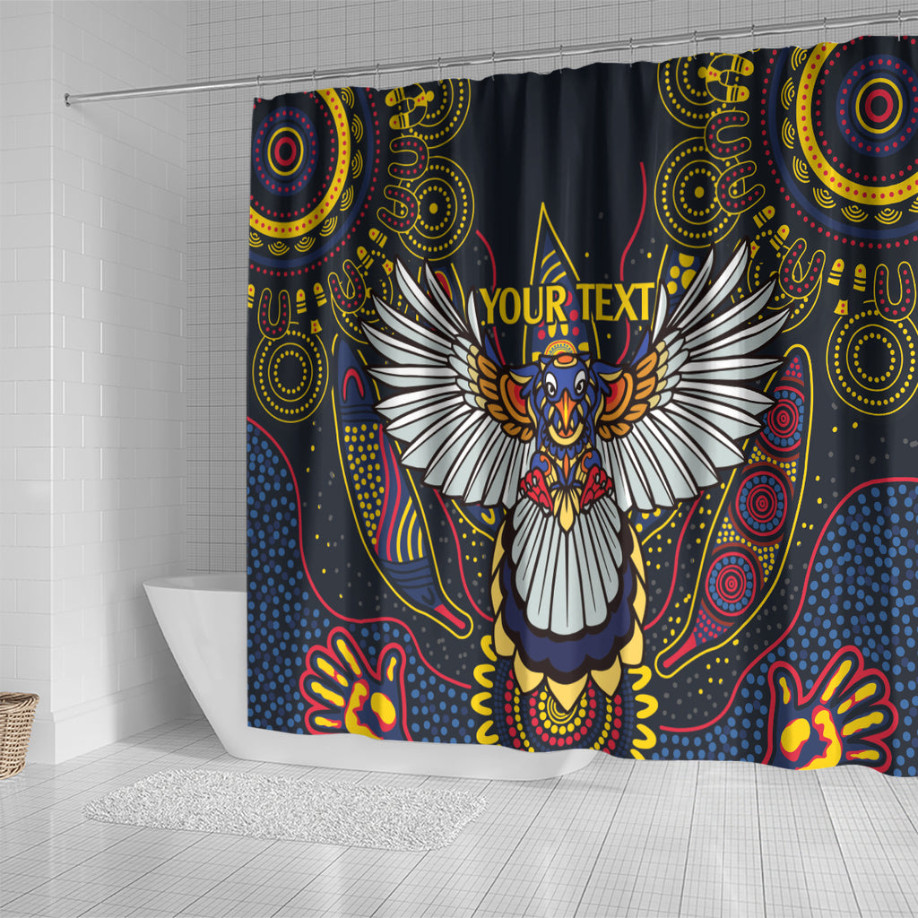 Custom Adelaide Football Shower Curtain With Crow Aboriginal Art Style