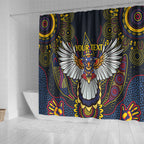 Custom Adelaide Football Shower Curtain With Crow Aboriginal Art Style