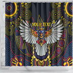 Custom Adelaide Football Shower Curtain With Crow Aboriginal Art Style
