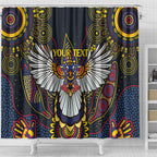 Custom Adelaide Football Shower Curtain With Crow Aboriginal Art Style