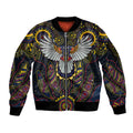 Custom Adelaide Football Sleeve Zip Bomber Jacket With Crow Aboriginal Art Style