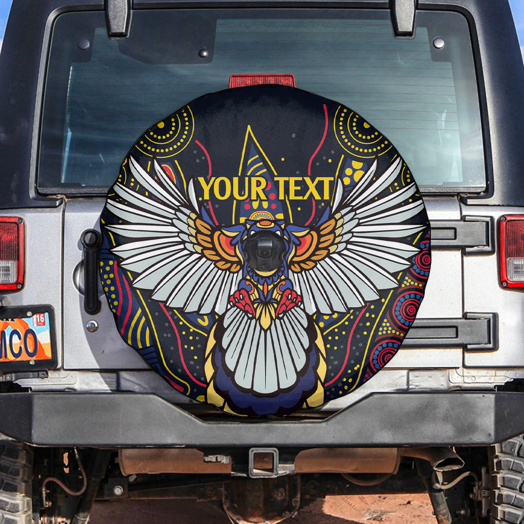 Custom Adelaide Football Spare Tire Cover With Crow Aboriginal Art Style