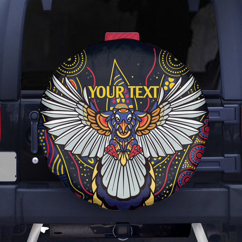 Custom Adelaide Football Spare Tire Cover With Crow Aboriginal Art Style