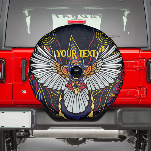 Custom Adelaide Football Spare Tire Cover With Crow Aboriginal Art Style