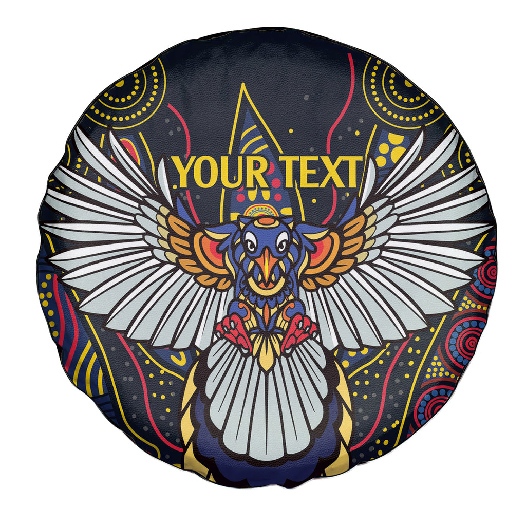 Custom Adelaide Football Spare Tire Cover With Crow Aboriginal Art Style