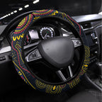 Custom Adelaide Football Steering Wheel Cover With Crow Aboriginal Art Style