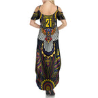 Custom Adelaide Football Summer Maxi Dress With Crow Aboriginal Art Style