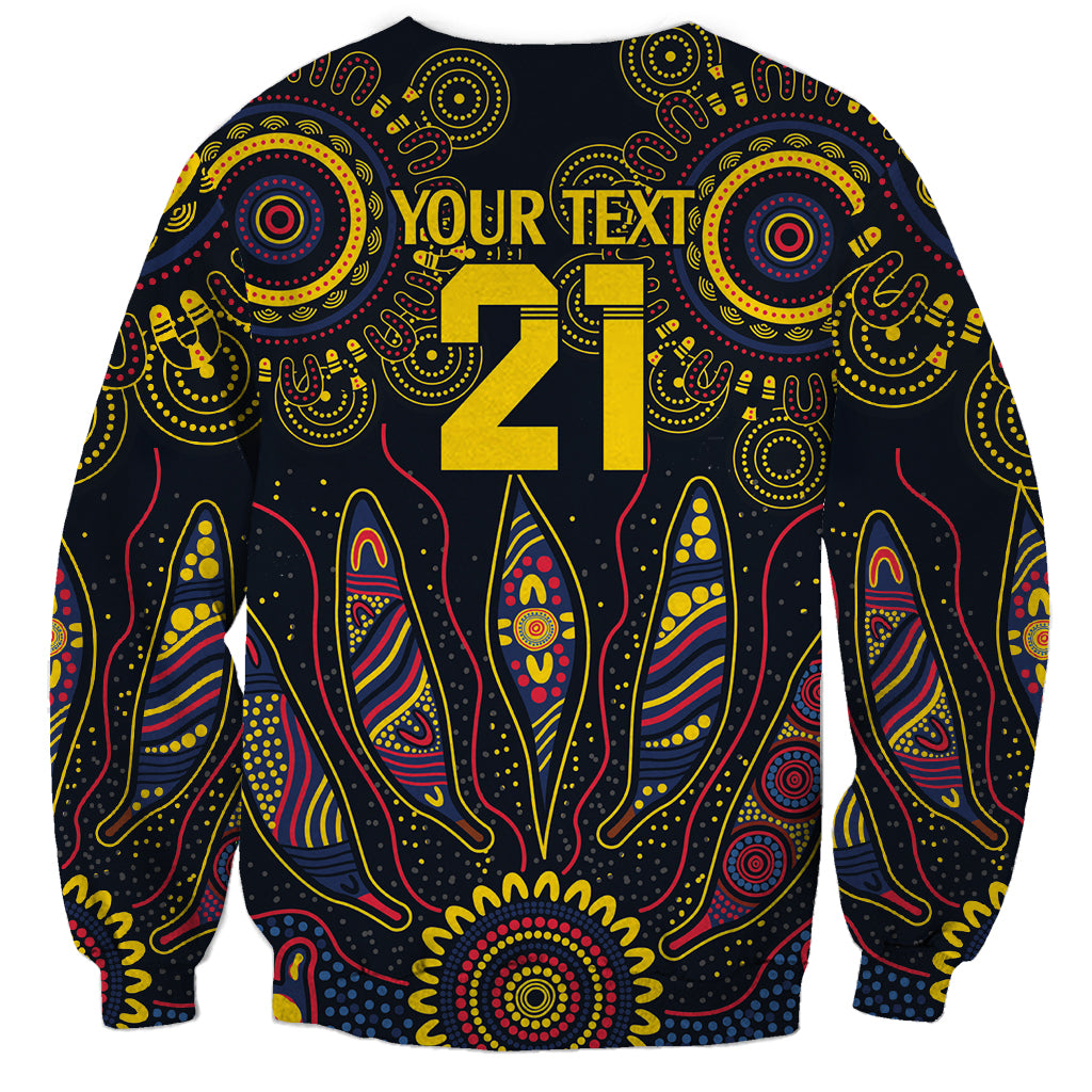 Custom Adelaide Football Sweatshirt With Crow Aboriginal Art Style