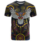 Custom Adelaide Football T Shirt With Crow Aboriginal Art Style