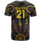 Custom Adelaide Football T Shirt With Crow Aboriginal Art Style