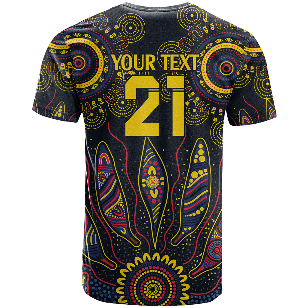 Custom Adelaide Football T Shirt With Crow Aboriginal Art Style