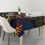 Custom Adelaide Football Tablecloth With Crow Aboriginal Art Style