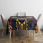 Custom Adelaide Football Tablecloth With Crow Aboriginal Art Style