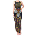 Custom Adelaide Football Tank Maxi Dress With Crow Aboriginal Art Style