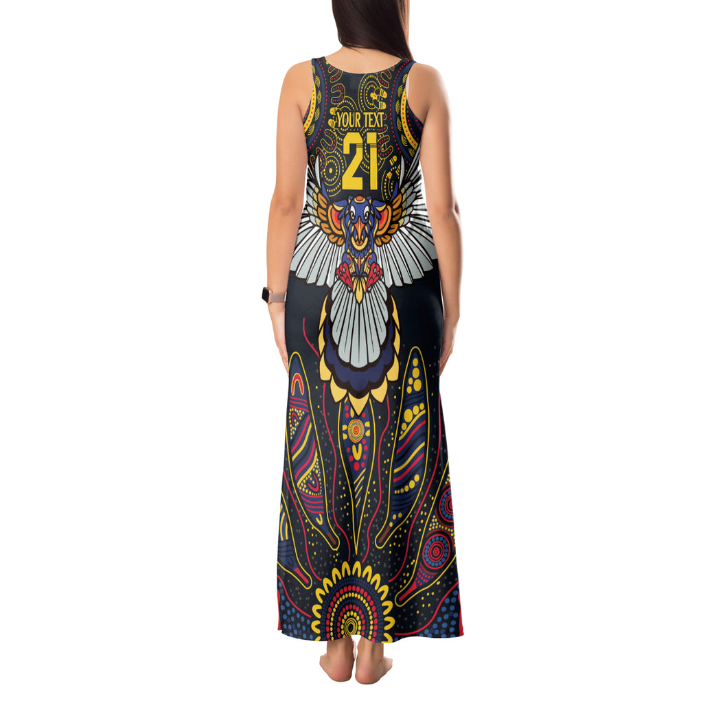 Custom Adelaide Football Tank Maxi Dress With Crow Aboriginal Art Style