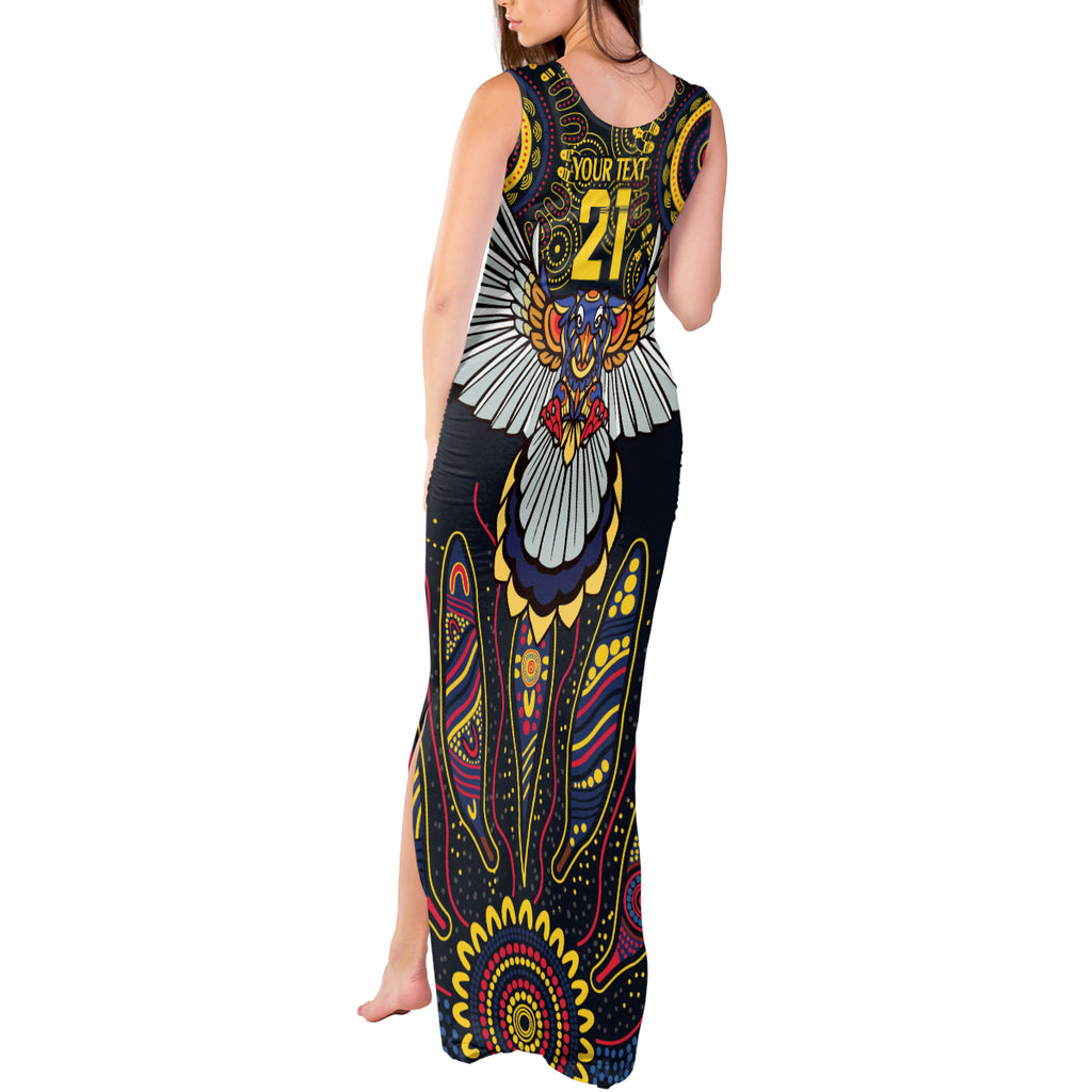 Custom Adelaide Football Tank Maxi Dress With Crow Aboriginal Art Style