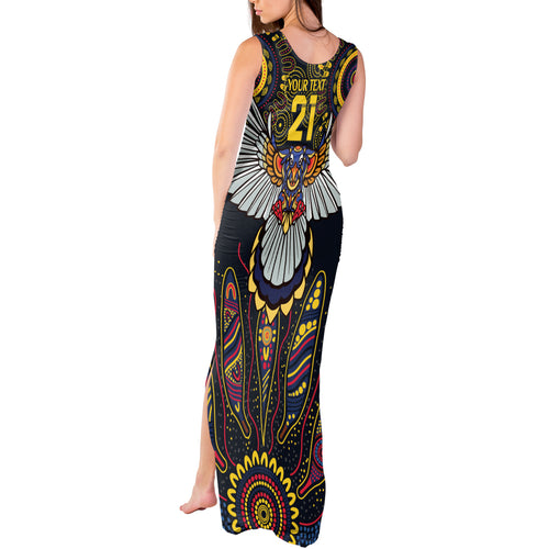 Custom Adelaide Football Tank Maxi Dress With Crow Aboriginal Art Style