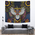 Custom Adelaide Football Tapestry With Crow Aboriginal Art Style