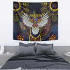 Custom Adelaide Football Tapestry With Crow Aboriginal Art Style
