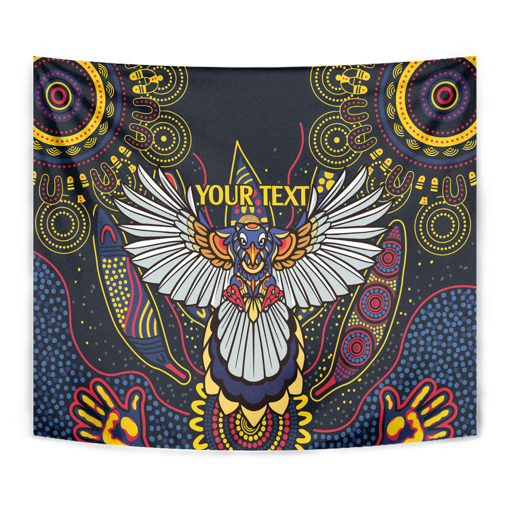 Custom Adelaide Football Tapestry With Crow Aboriginal Art Style