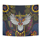 Custom Adelaide Football Tapestry With Crow Aboriginal Art Style