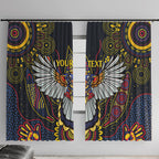 Custom Adelaide Football Window Curtain With Crow Aboriginal Art Style